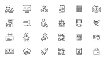 Set of fintech modern icons. Simple line art style icons pack. fintech simple concept icons set. Contains such icons as finance, technology, blockchain, innovation and more, can be used for web vector