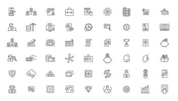 Set of fintech modern icons. Simple line art style icons pack. fintech simple concept icons set. Contains such icons as finance, technology, blockchain, innovation and more, can be used for web vector