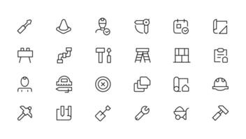 Outline web icons set - construction, home repair tools. Thin line web icons collection. Simple illustration vector