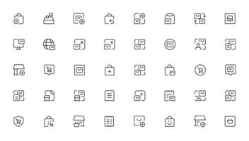 Shopping icons, set shop sign e-commerce for web development apps and websites vector