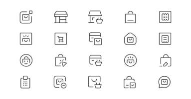 Shopping icons, set shop sign e-commerce for web development apps and websites vector