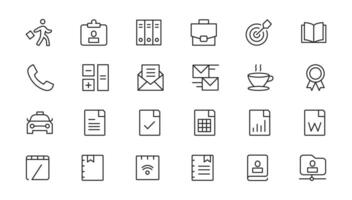 Office workspace elements - thin line web icon set. Outline icons collection. Simple illustration. vector