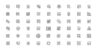 Data Analytic thin line icon set. Data Analysis editable stroke icons. Data analytics, mining, optimization, processing, statistic, monitoring, analysis vector