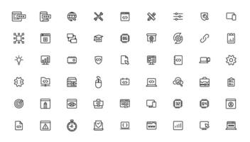 Software development icon collection. Programming coding icon set. Programmer and developer symbol vector