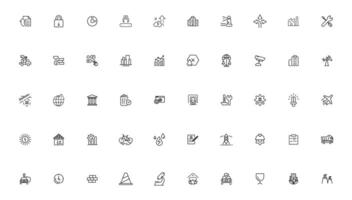industrial y transporte lineal íconos colección.conjunto de Delgado línea web icono colocar, sencillo contorno íconos recopilación, píxel Perfecto iconos, vector