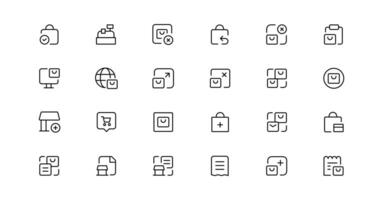 Shopping icons, set shop sign e-commerce for web development apps and websites vector