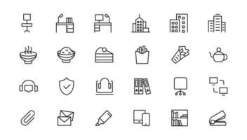 Office workspace elements - thin line web icon set. Outline icons collection. Simple illustration. vector