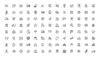 industrial y transporte lineal íconos colección.conjunto de Delgado línea web icono colocar, sencillo contorno íconos recopilación, píxel Perfecto iconos, vector