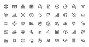 Data analysis, statistics, analytics - minimal thin line web icon set. Outline icons collection. vector