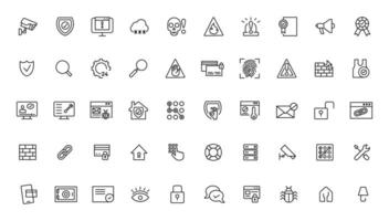 Security set of web icons in line style. Cyber Security and internet protection icons for web and mobile app. Password, security system, finger print, spy, electronic key and more. illustration vector