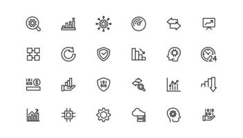 Data analysis, statistics, analytics - minimal thin line web icon set. Outline icons collection. vector