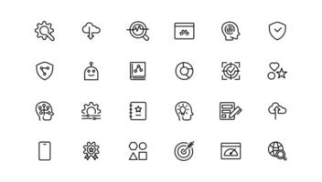 Data analysis, statistics, analytics - minimal thin line web icon set. Outline icons collection. vector