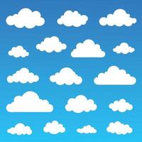 Cloud. Abstract white cloudy set isolated on blue background. vector