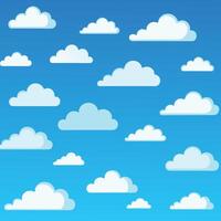 Cloud. Abstract white cloudy set isolated on blue background. vector
