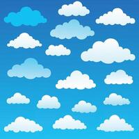 Cloud. Abstract white cloudy set isolated on blue background. vector