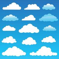 Cloud. Abstract white cloudy set isolated on blue background. vector