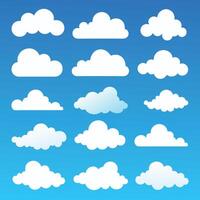Cloud. Abstract white cloudy set isolated on blue background. vector