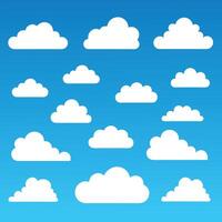 Cloud. Abstract white cloudy set isolated on blue background. vector