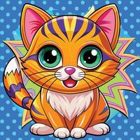 cat colorful artwork vector