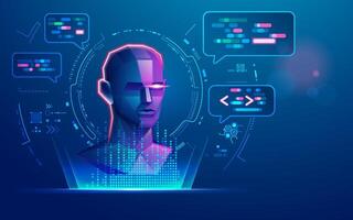 concept of chatbot technology, graphic of artificial intelligence assistant talk application vector