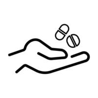 Hand holding pills icon on white background vector