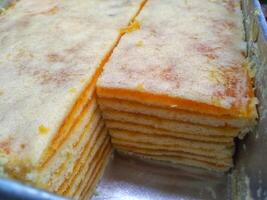 Kue Lapis or Kue Pepe or Rainbow sticky layer cake, Indonesian traditional dessert made from rice flour and coconut milk, steamed layer by layer photo