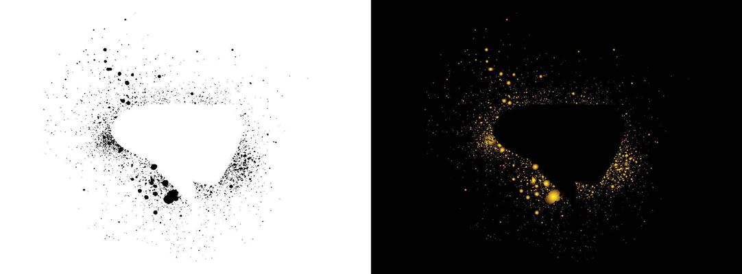 Speech bubble black and golden color spray paint