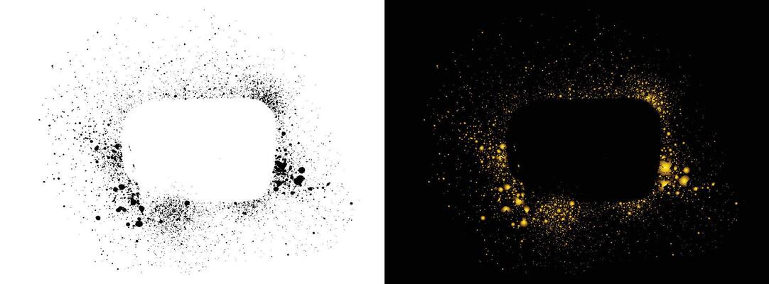 Black and gold glitter speech bubble icon frame