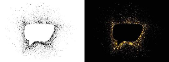 Editable golden and black color speech bubble isolated graffiti spray paint vector