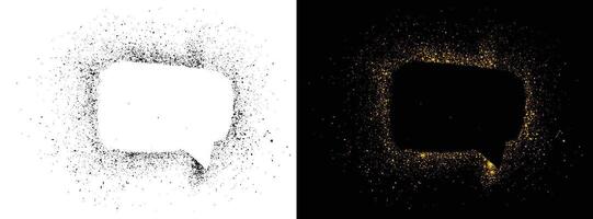 Editable gold glitter black and golden color speech bubble frame vector
