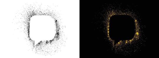 Editable gold glitter black and golden color speech bubble frame vector