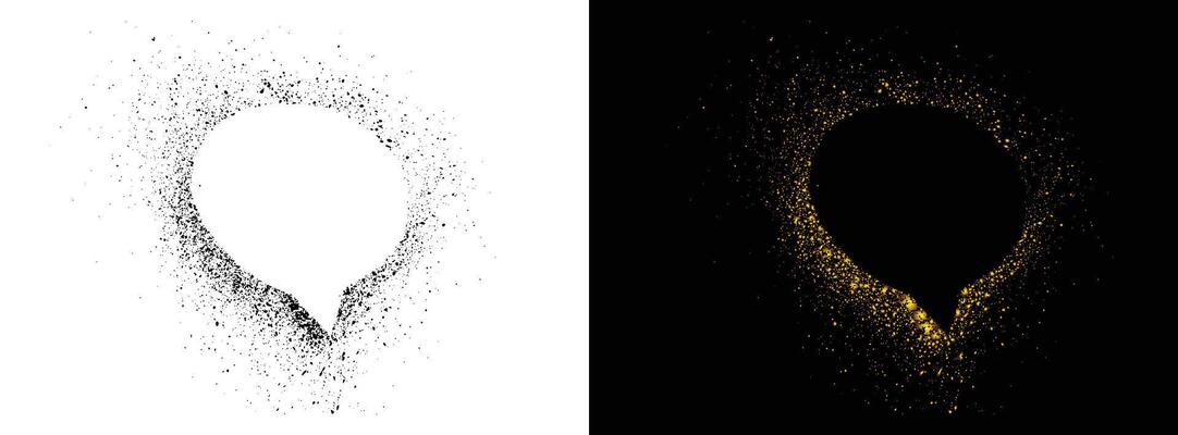 Spray-painted graffiti golden and black color speech bubble symbol illustration