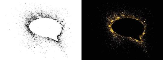 Black and golden color grunge texture speech bubble vector