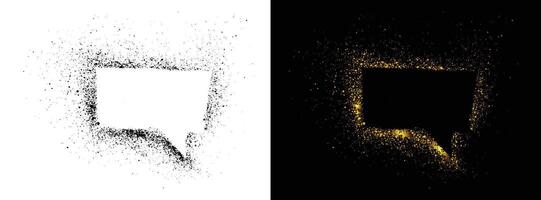 Speech bubble black and golden color spray frame paint vector