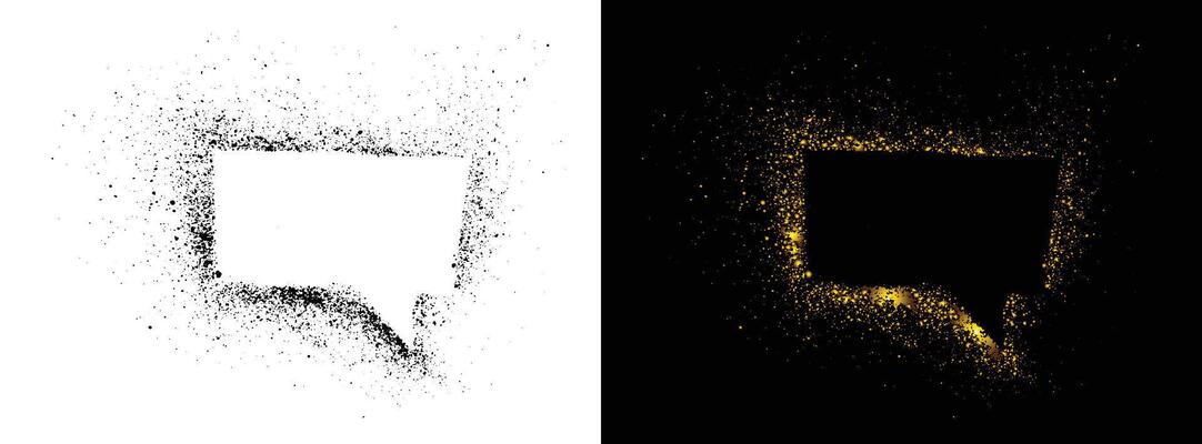 Speech bubble black and golden color spray frame paint