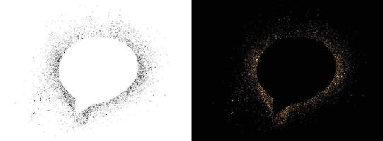 Spray texture graffiti black and golden color speech bubble pattern vector