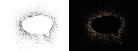 Spray-painted black and golden color speech bubble icon background vector
