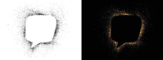 Spray paint golden and black color speech bubble frame vector