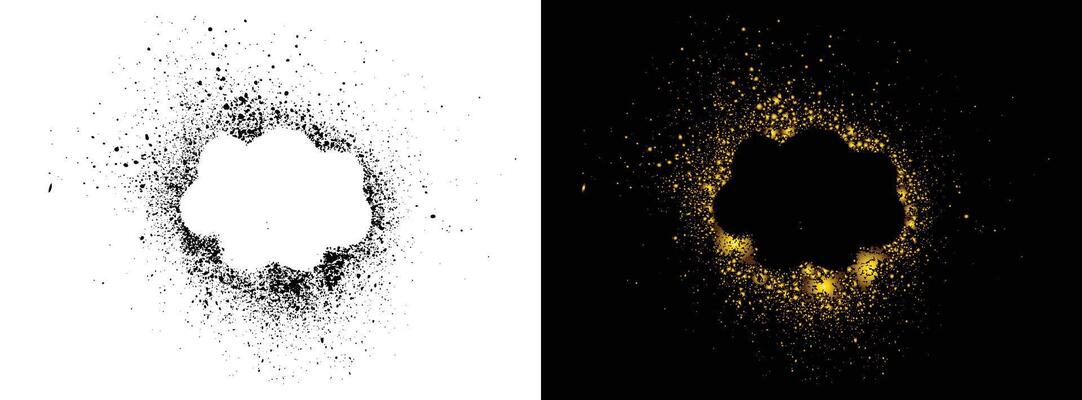 Black and golden color grunge texture painted speech bubble illustration
