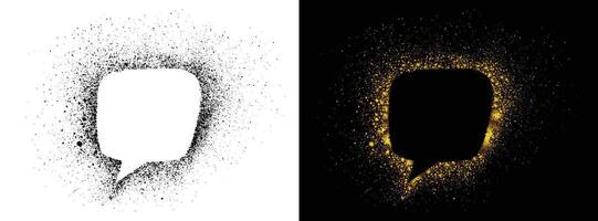 Isolated black and golden color speech bubble frame symbol vector