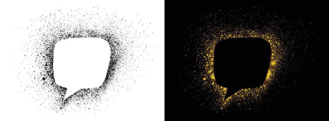 Isolated black and golden color speech bubble frame symbol