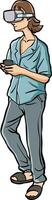 Man Using VR Headset technology vector