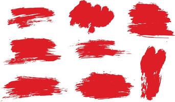 Ink abstract set of red color brush strokes frame vector
