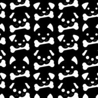 DOGS HEAD BEATING A BONE BLACK BACKGROUND PATTERN DESIGN vector