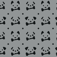 CUTE DOGS HEAD BITING A BONE IN GREY BACK GROUND PATTERN DESIGN vector