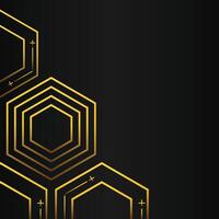 golden hexagon frame corner decoration on black background vector