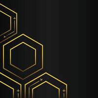 golden hexagon frame corner decoration on black background vector