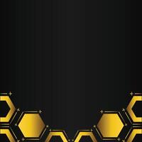 golden hexagon design on black background vector