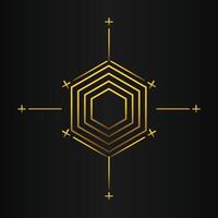 luxury black background with abstract golden geometric hexagon shape vector