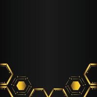 golden hexagon design on black background vector